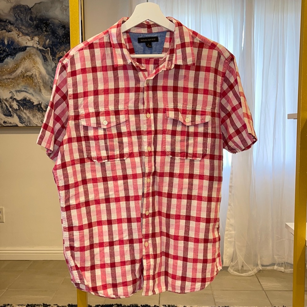 Banana Republic Short Sleeve Linen Button Up